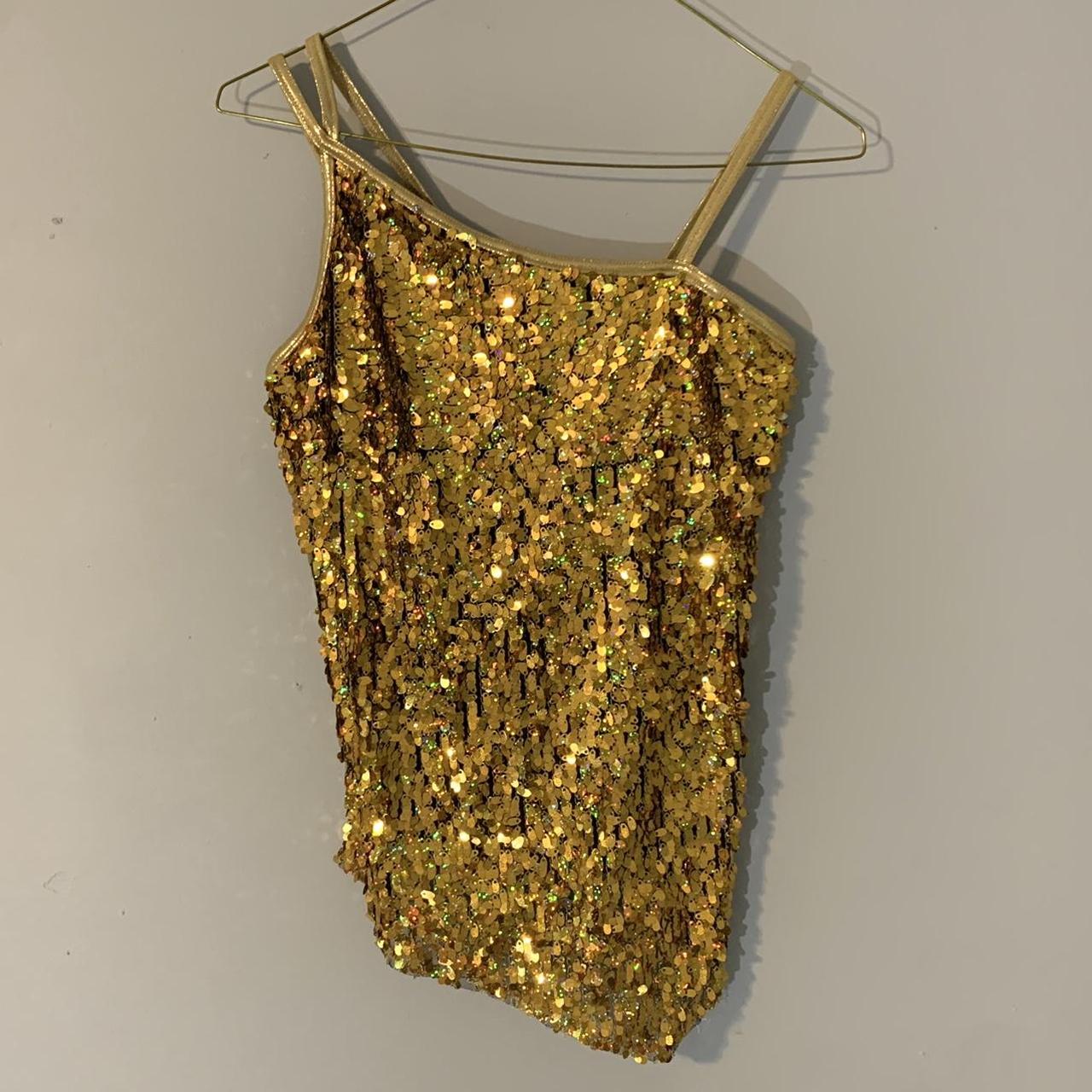 Asymmetrical gold going out top sequined Open to... Depop