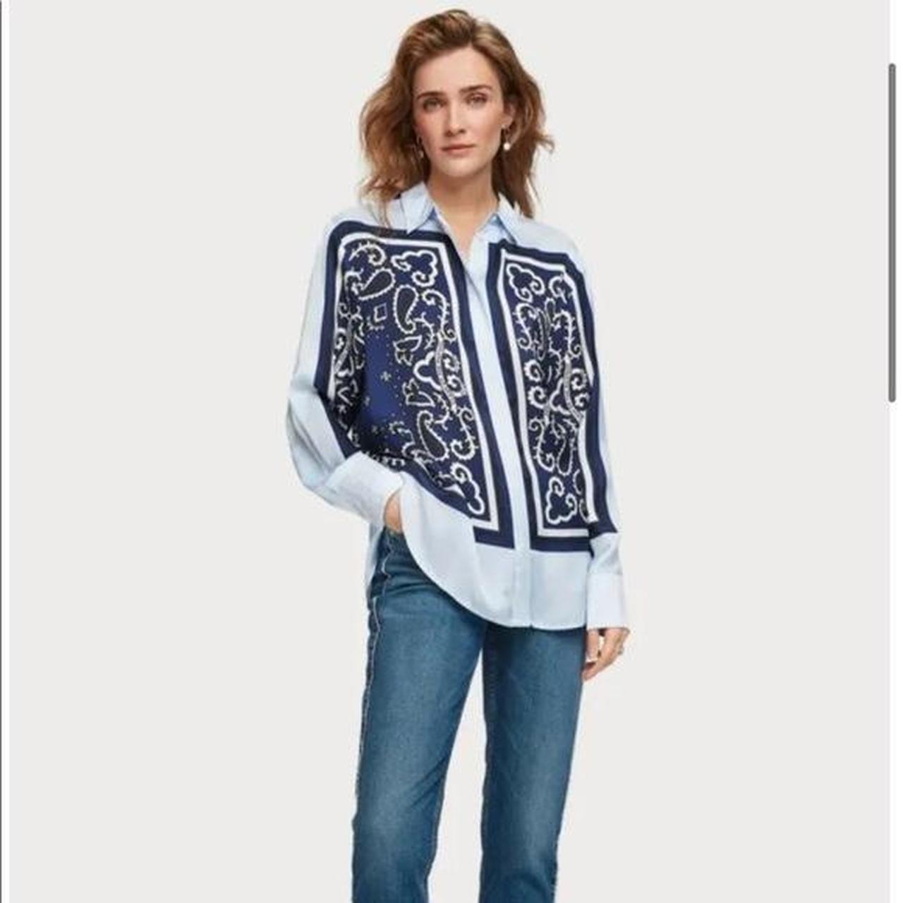 Maison Scotch Women's Blue and Navy Blouse