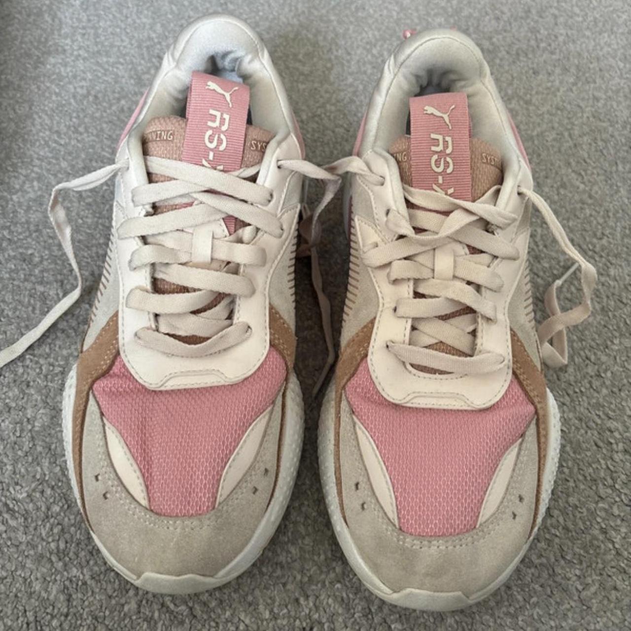 puma rs x running system pink and cream trainers Depop