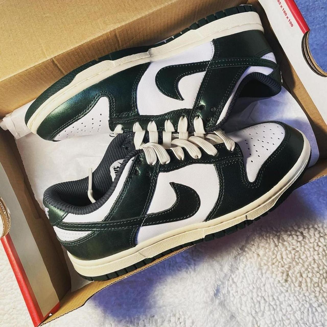 VINTAGE Nike Dunk Lows Green Size 5 Wide - Depop