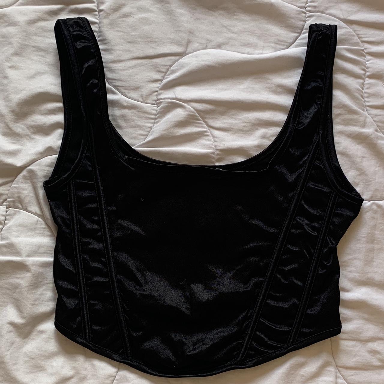 Black Cropped Corset-style Top Lining Within The - Depop