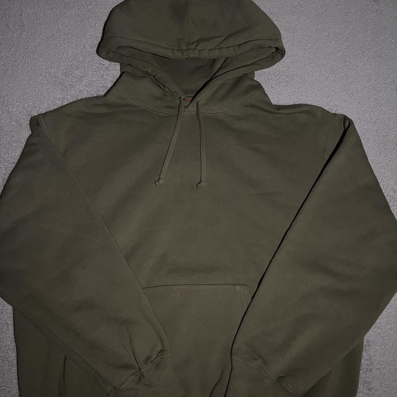 SUPREME SATIN APPLIQUÉ OLIVE HOODIE MEDIUM BRAND... - Depop