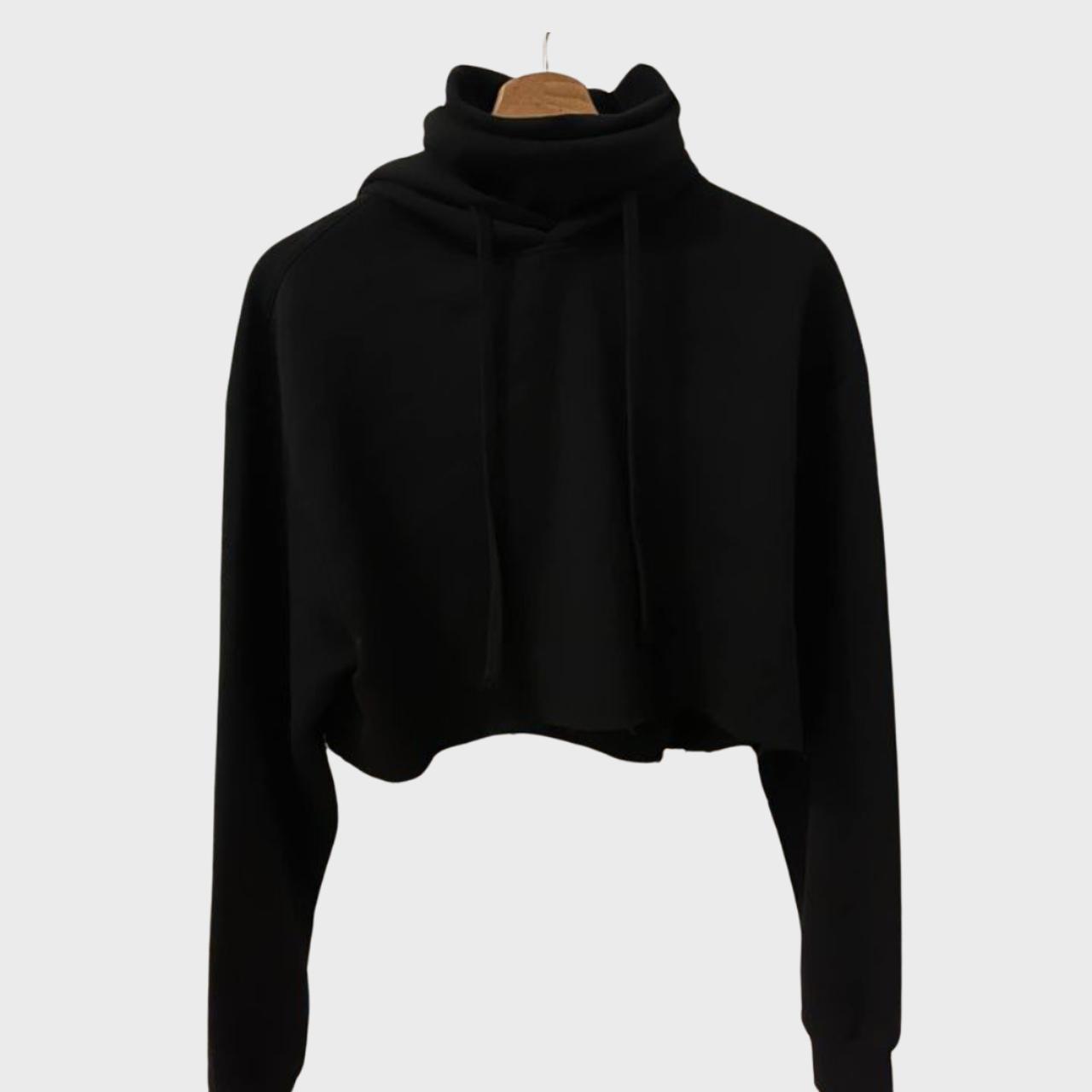 Black crop turtleneck hoodie. Very soft and Depop