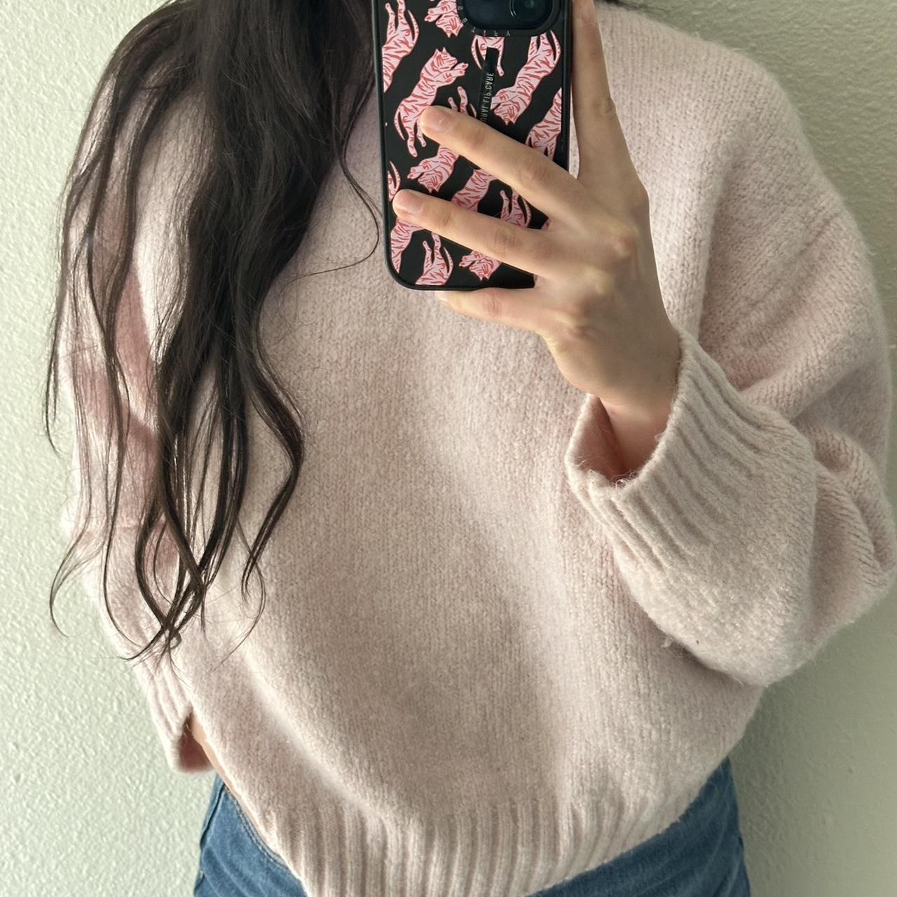 Perfect chunky light pink Zara sweater zara... Depop