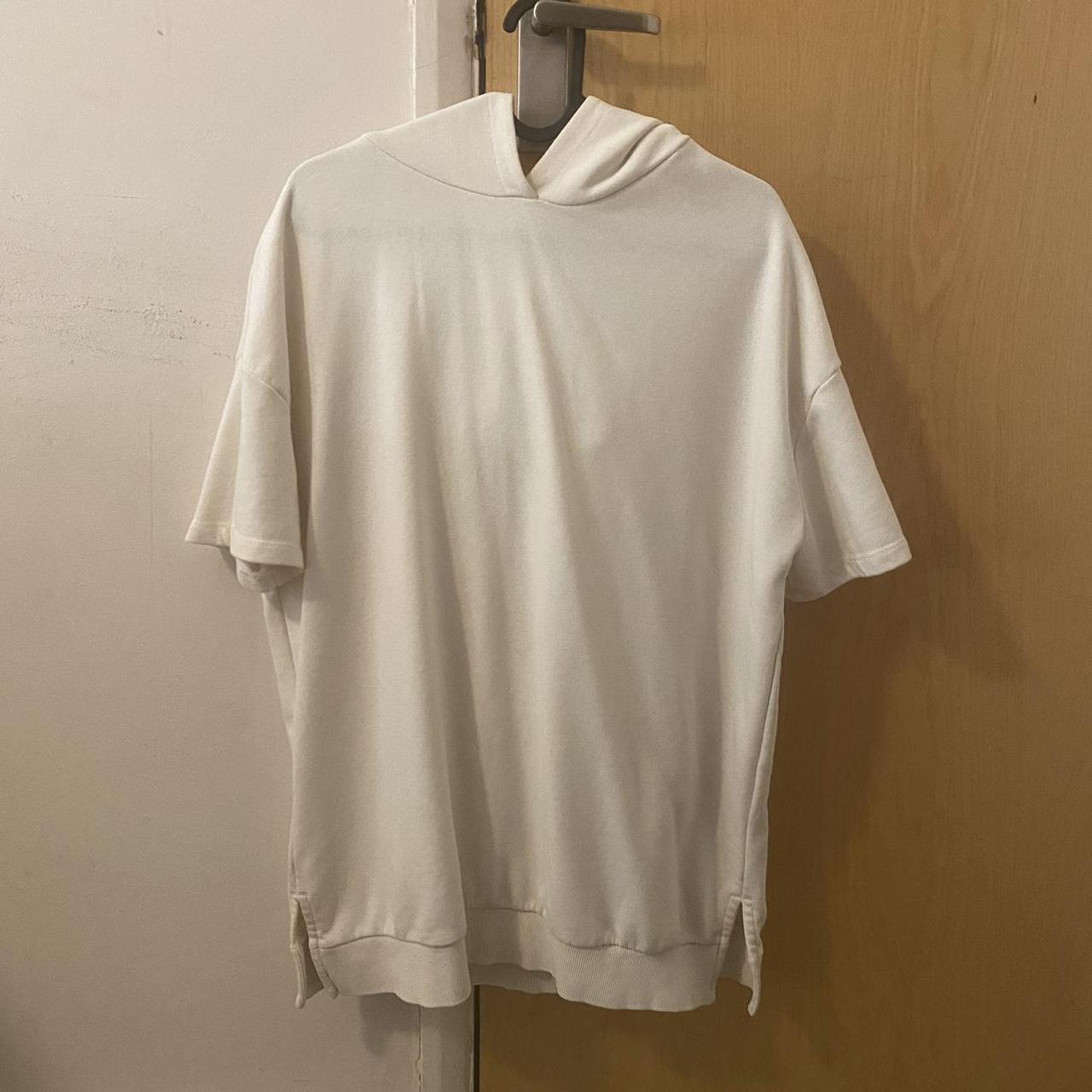 Short sleeve cream/white oversized hoodie Depop