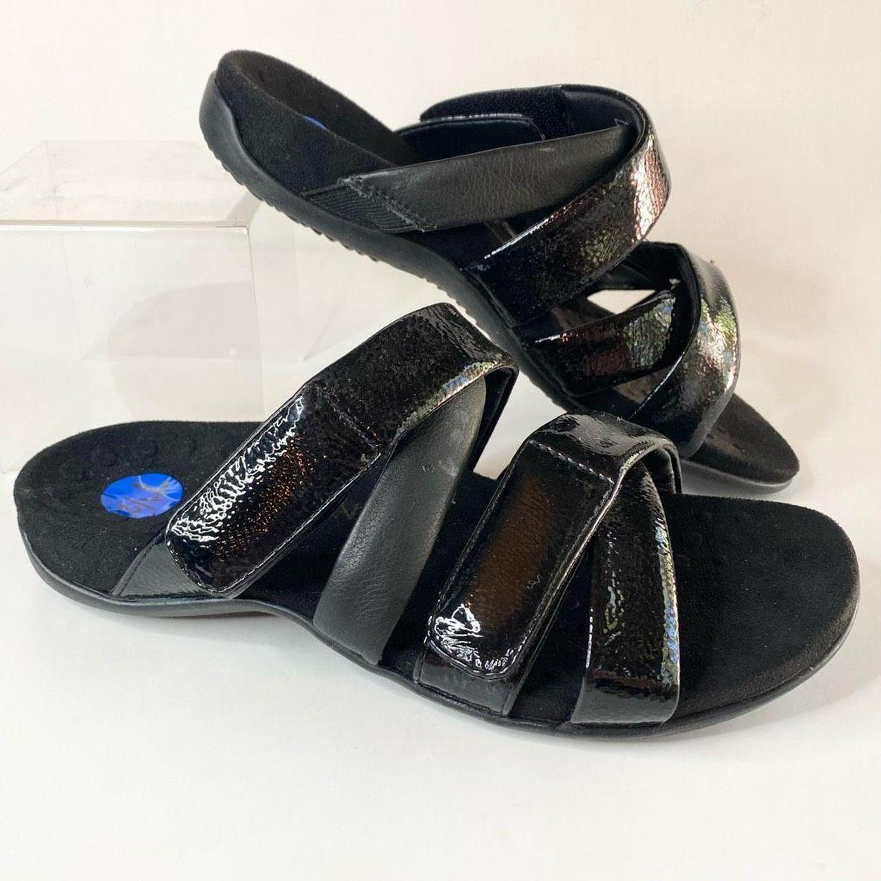 Black clearance strappy slides