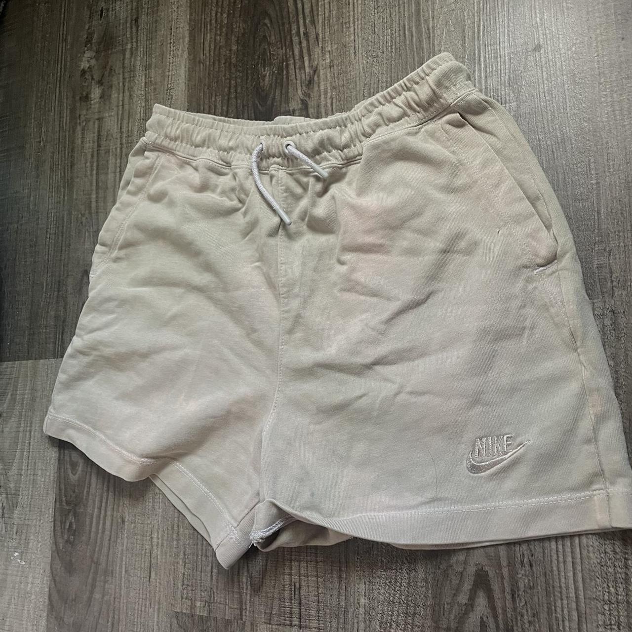 tan nike sweat shorts