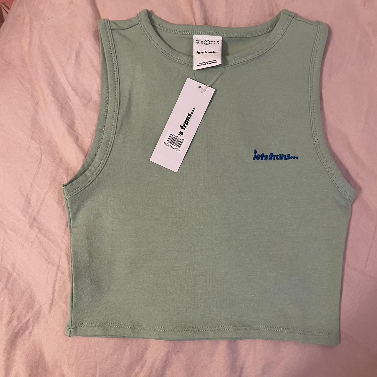 Urban Outfitters Women's Green and Blue Crop-top | Depop