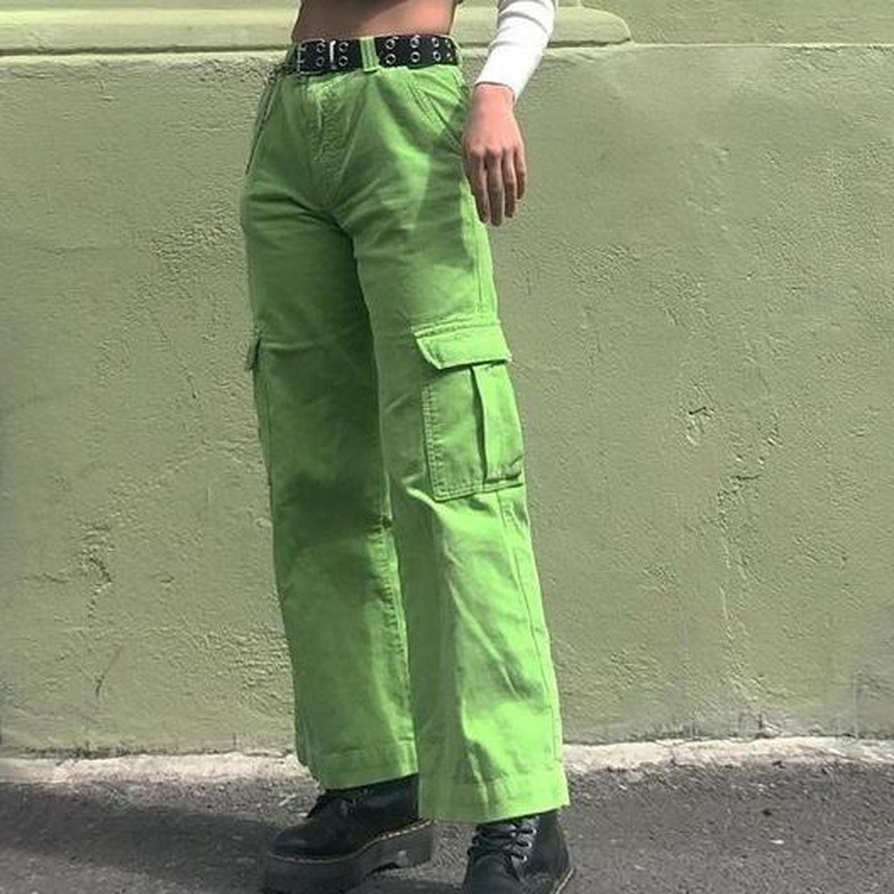 brandy melville lime green carpenter pants are one... Depop