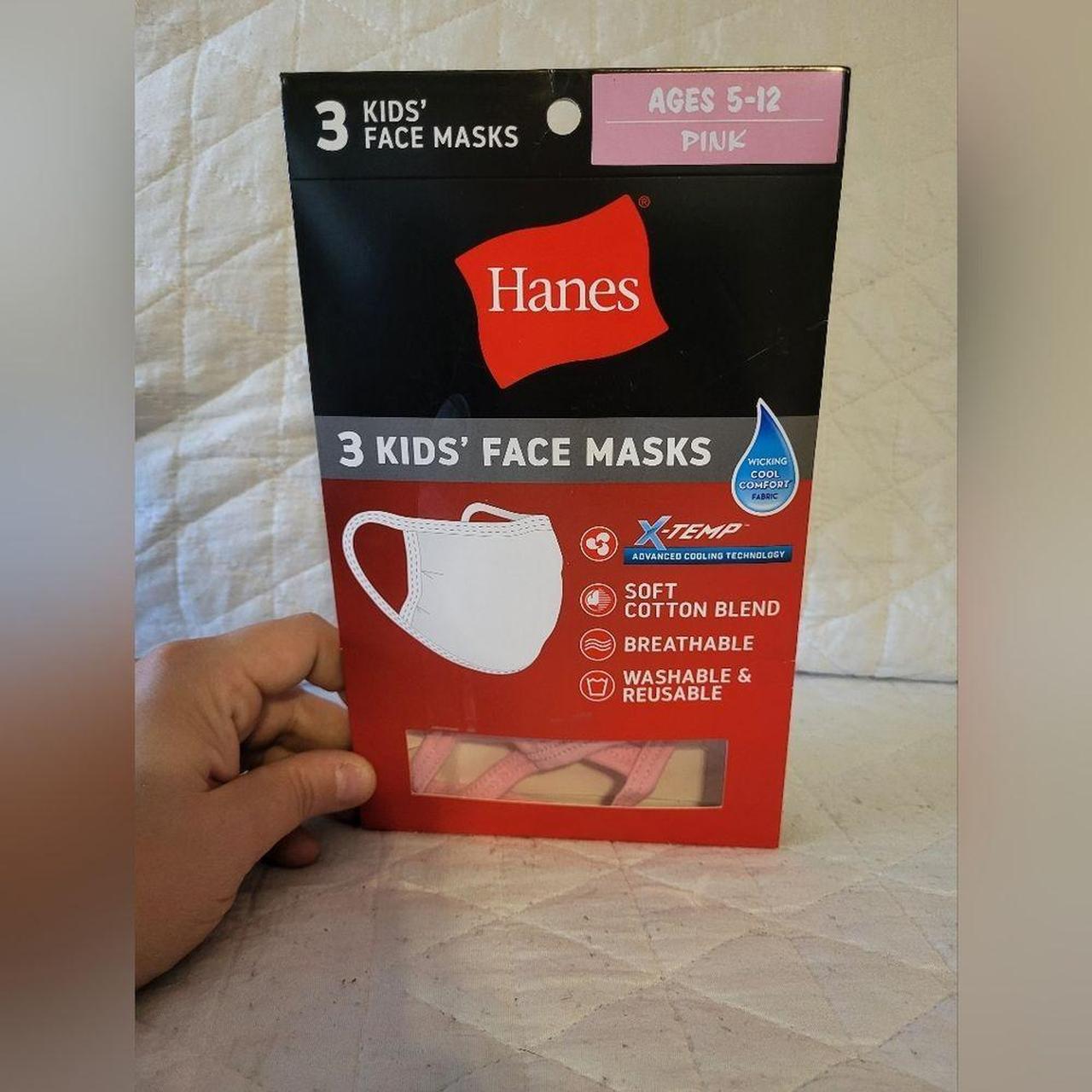 NWT Hanes kids pink cloth face masks, ages 512, 3... Depop