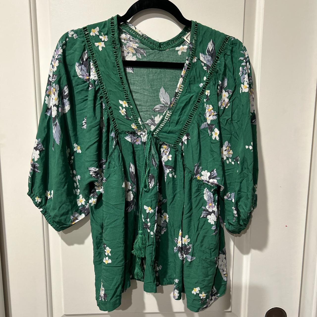 Jaase green blouse Over sized Size XS New without tags - Depop