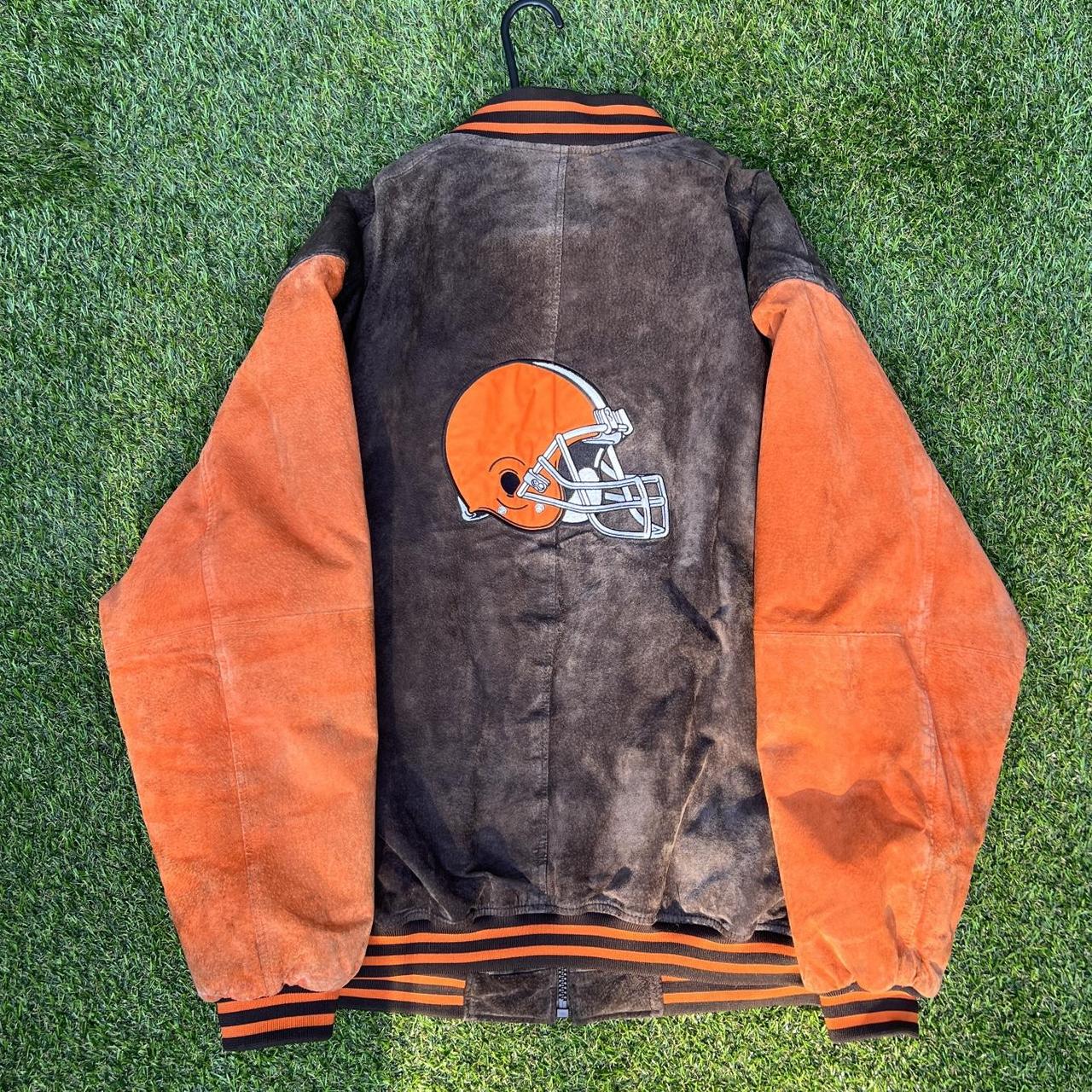 Vintage Oversized Cleveland Browns leather bomber - Depop