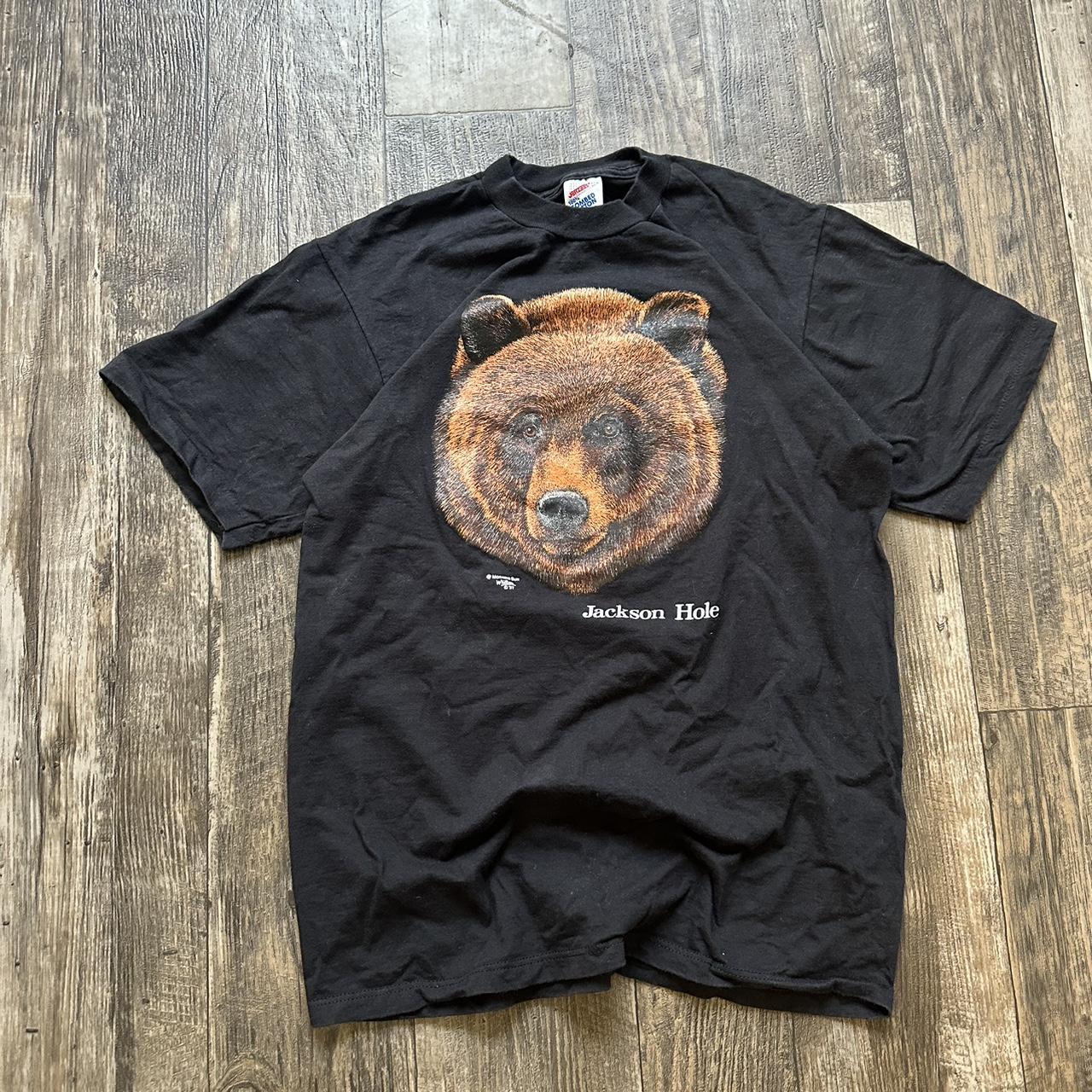 VINTAGE 1987 jackson hole bear graphic tee size:... - Depop