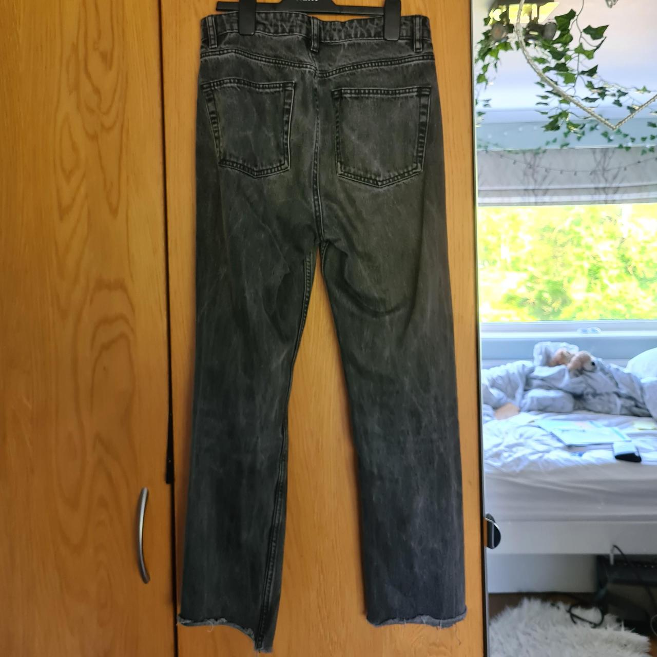 Black / Dark grey, highwaisted, straight leg jeans... Depop