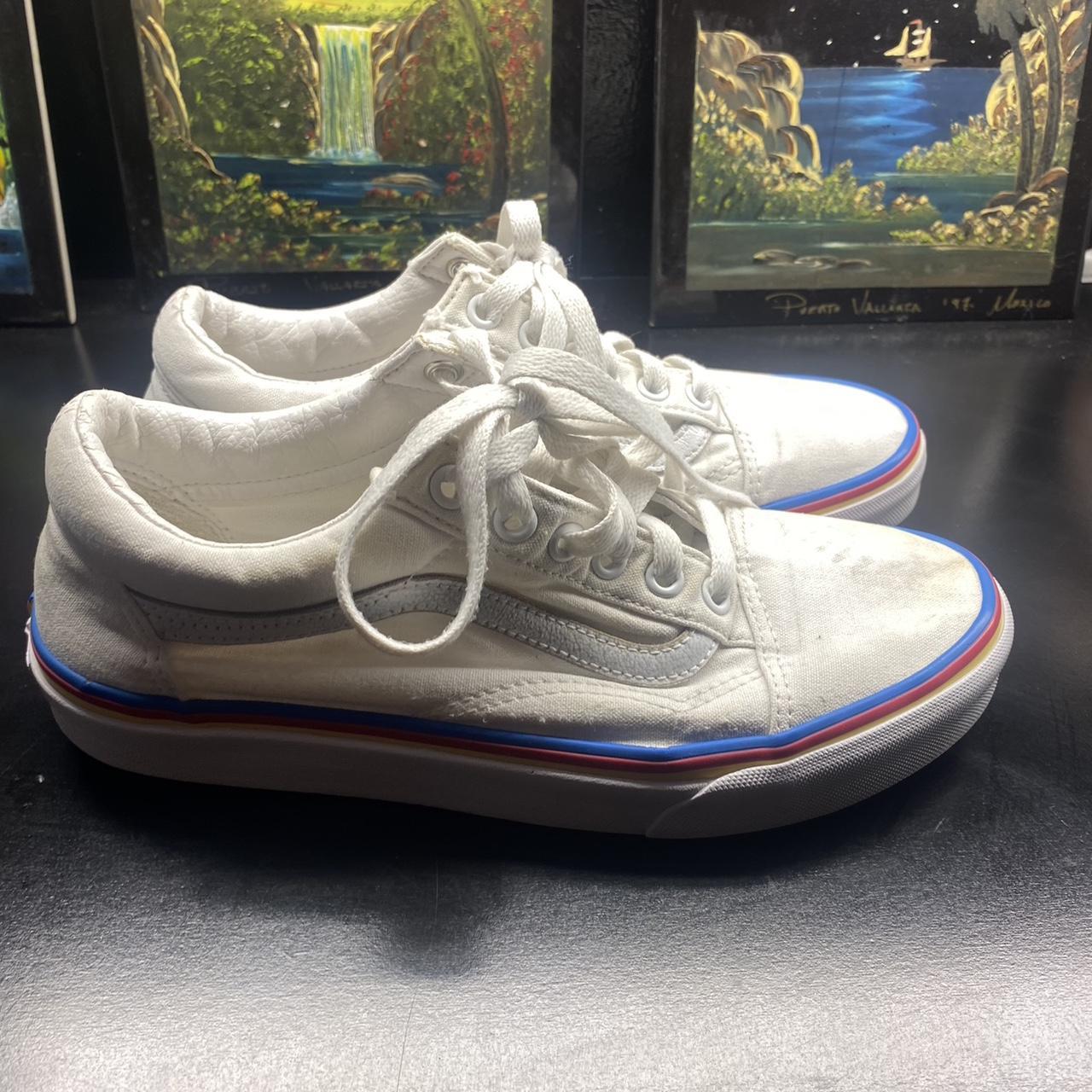 Pre owned Unisex Vans Old Skool Canvas White Rainbow. Depop