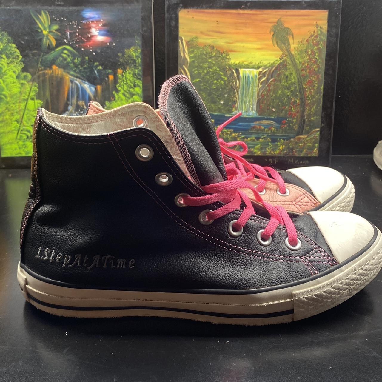 Black leather converse womens size 8 best sale