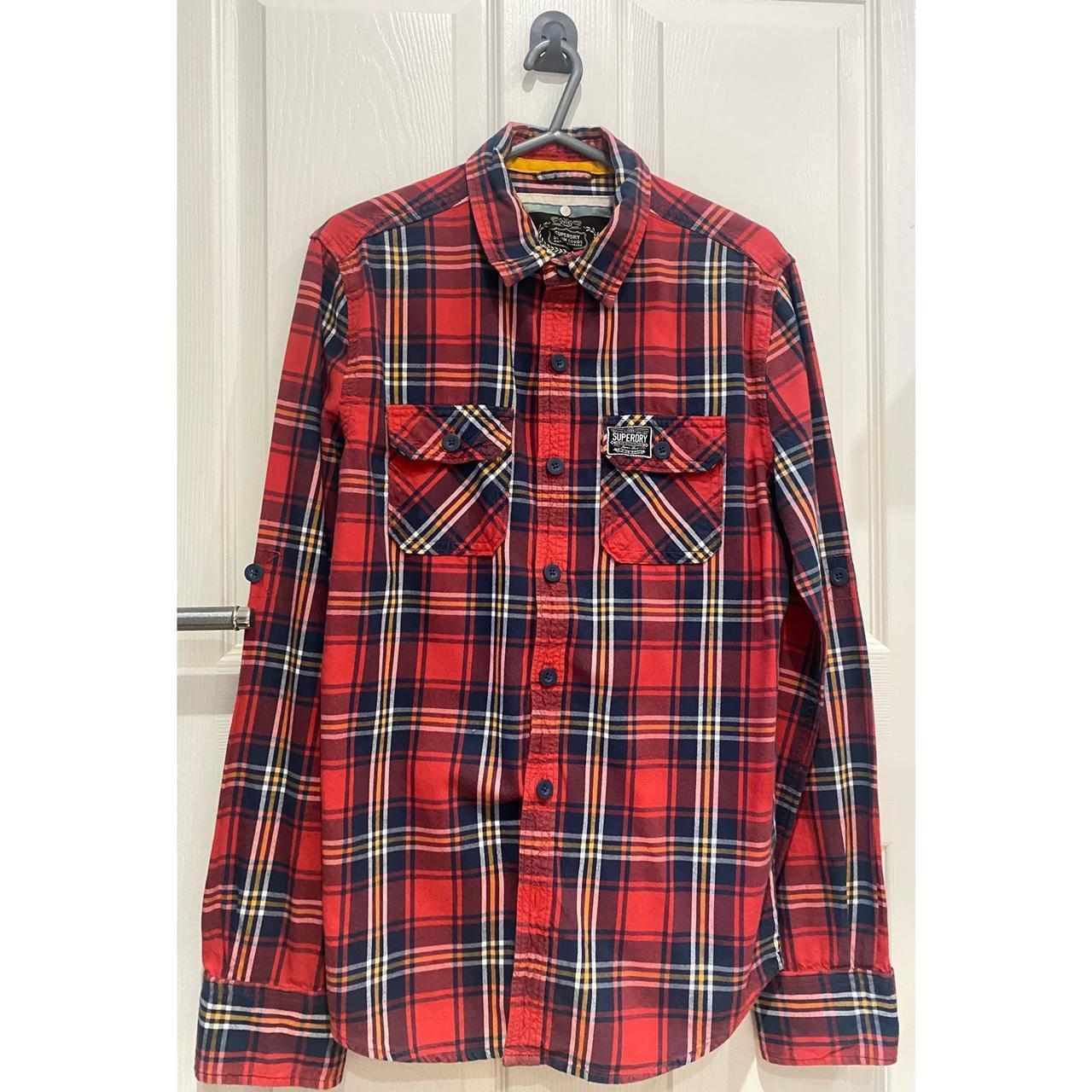 RED SUPERDRY CHECKED SHIRT MEDIUM M GOOD CONDITION... - Depop