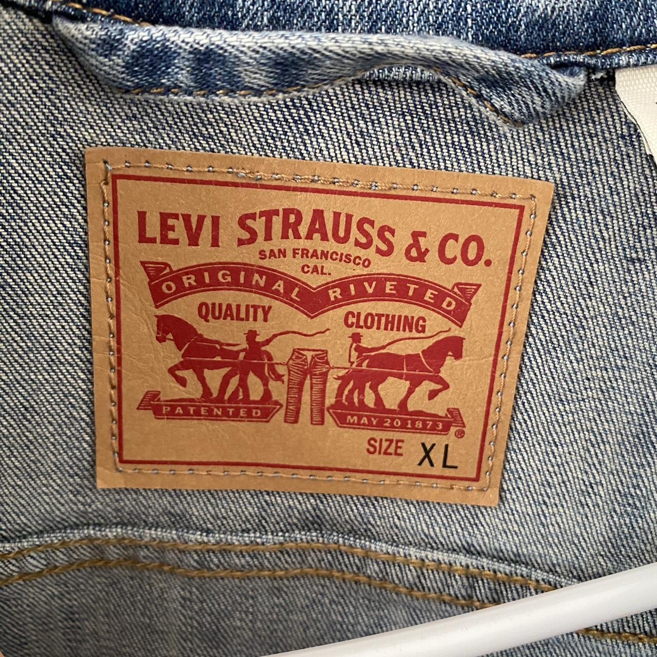 levi’s denim jacket, light wash fits like medium... - Depop