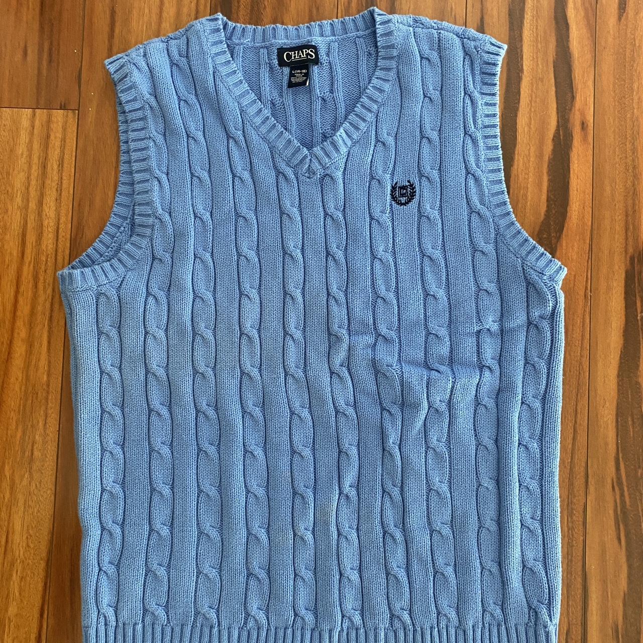light blue sweater vest size medium no flaws - Depop