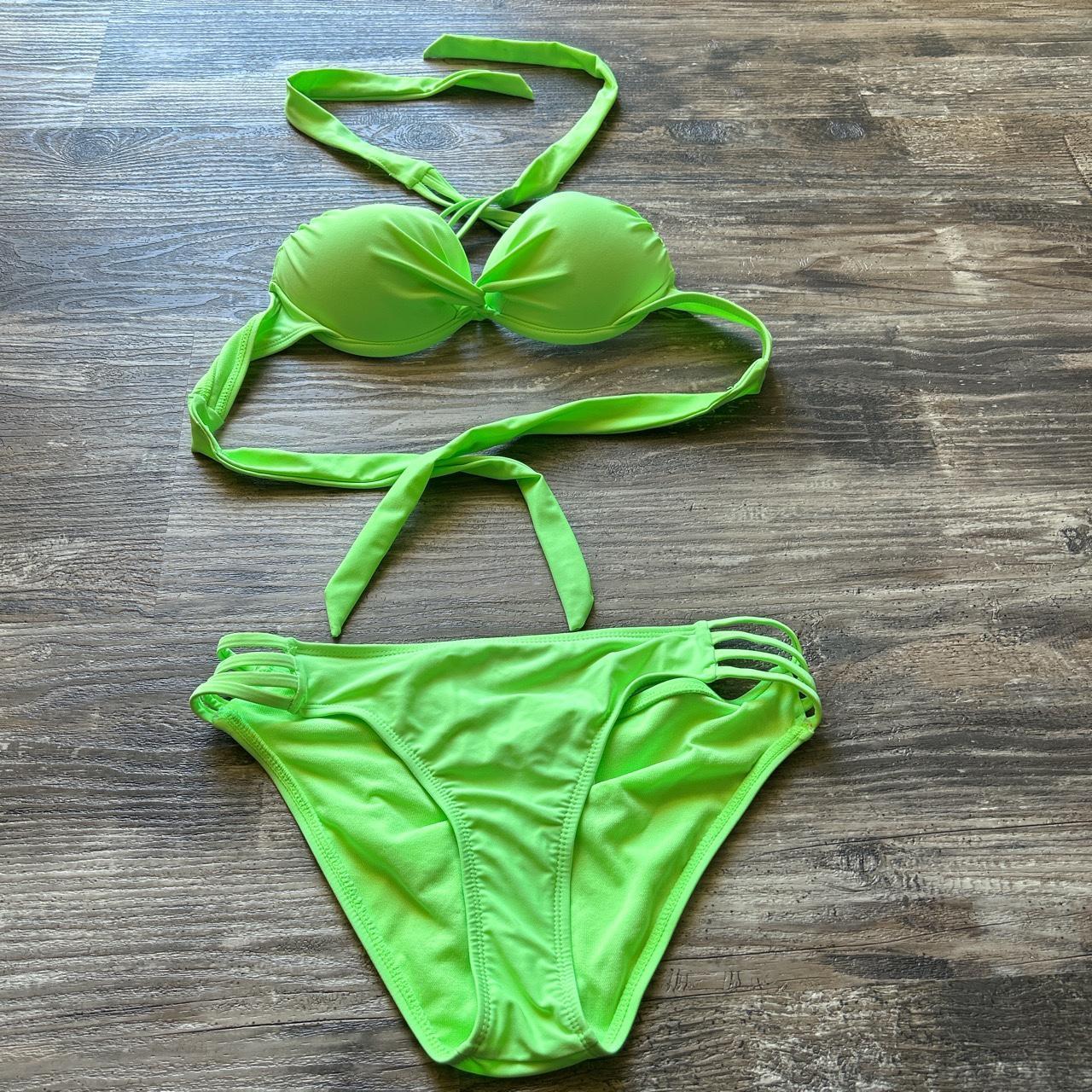 Green 2 Piece Bathing Suit Ties around neck and back