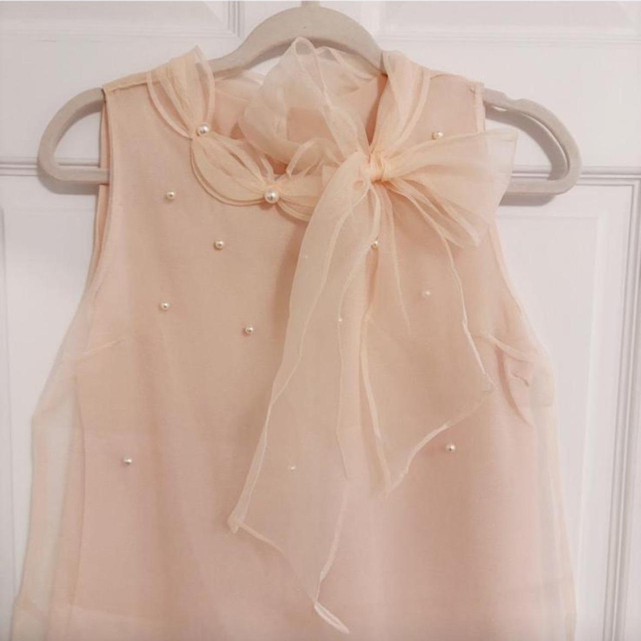 Source Unknown Women's Blouse - Pink/Cream - XS –… - image 2