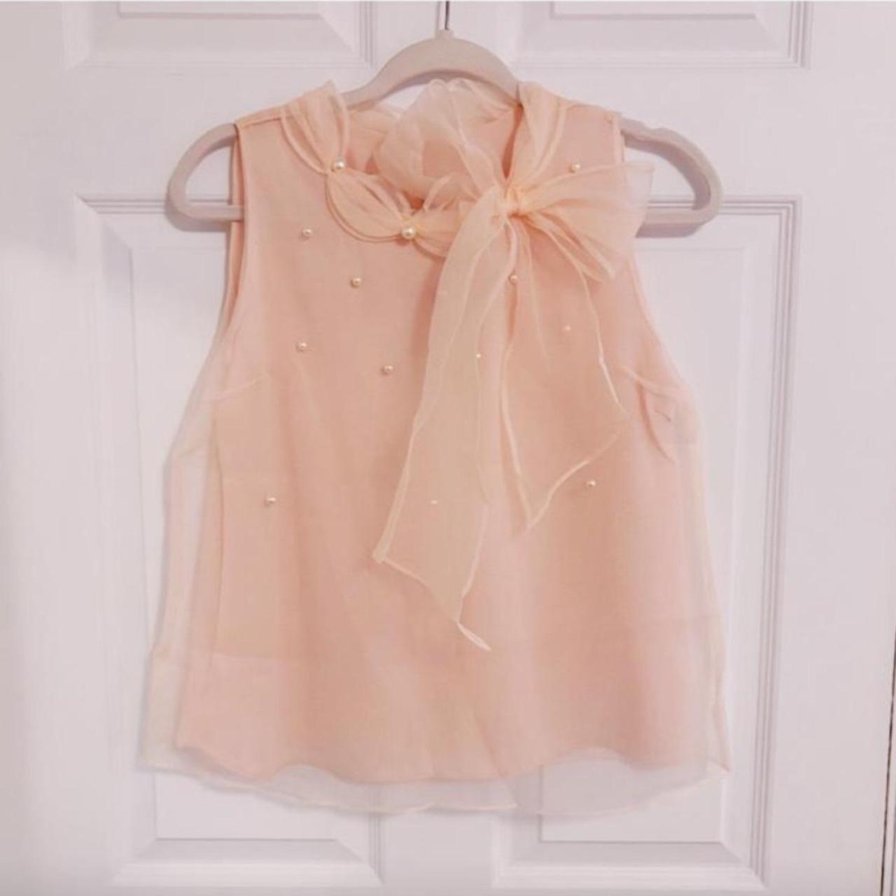 Source Unknown Women's Blouse - Pink/Cream - XS –… - image 1