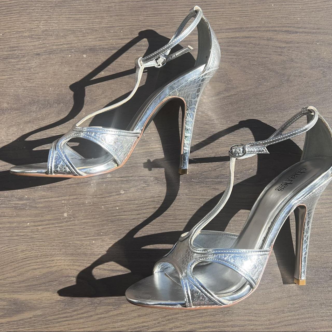 2000’s Charles David vintage designer silver heels... - Depop