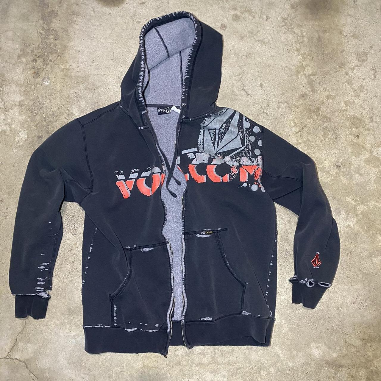 Vintage Volcom hoodie Super shredded tears on both... - Depop