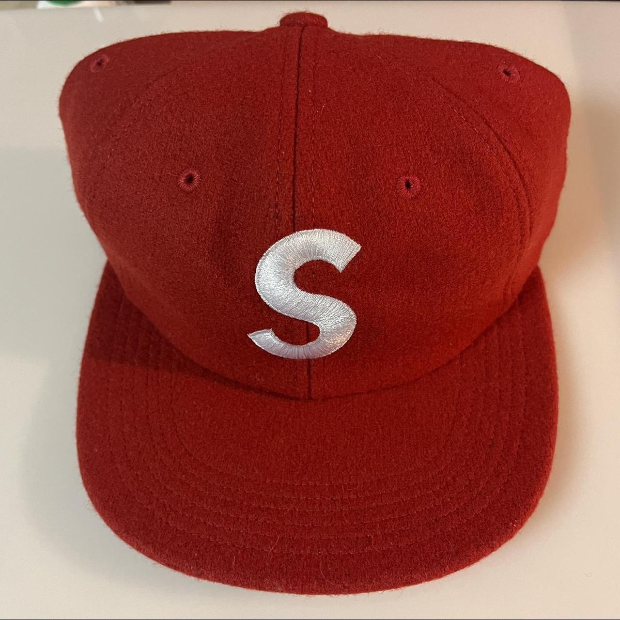 NWT Supreme Wool Red S Logo 6-Panel Hat FW15 Dover... - Depop