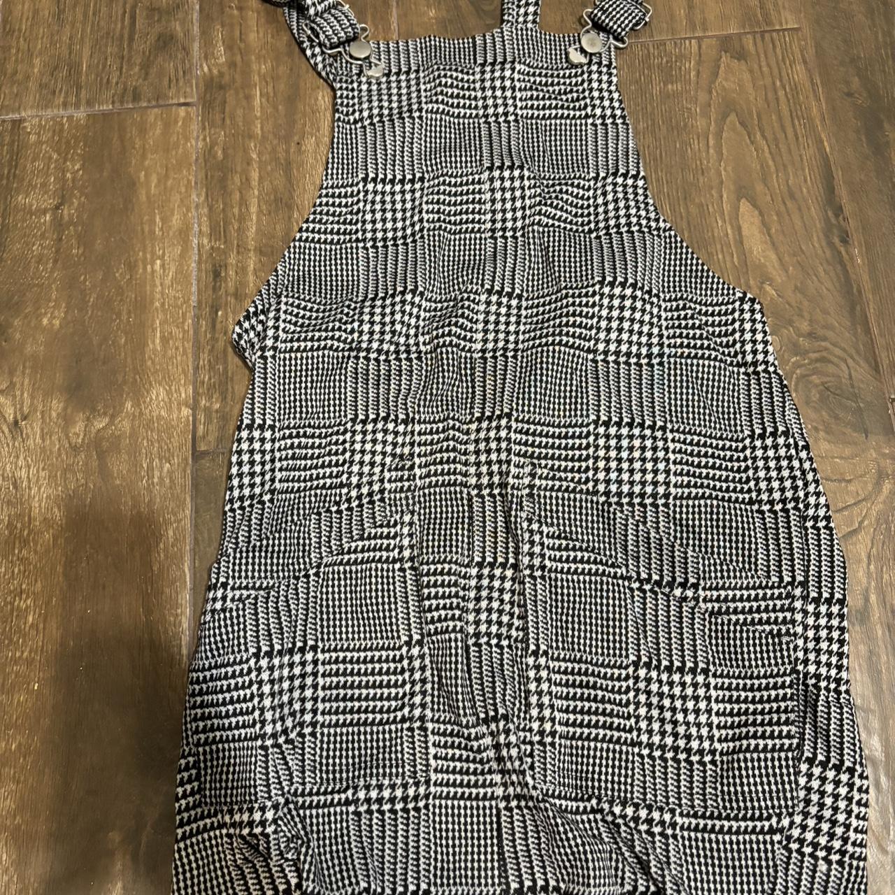 Topshop store Black & White Plaid Checkered Overalls Dress