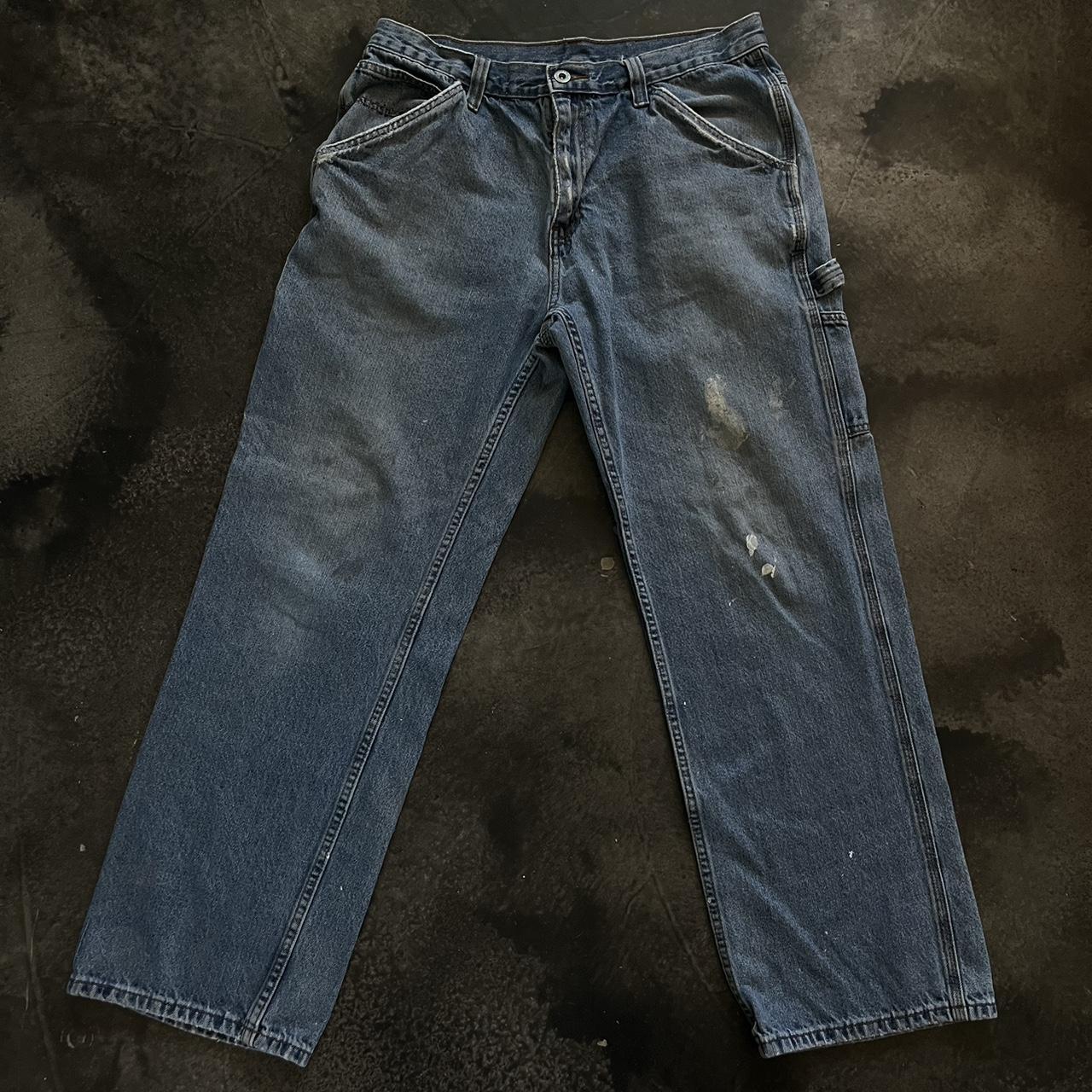 Faded Glory Men's Blue and Navy Trousers Depop