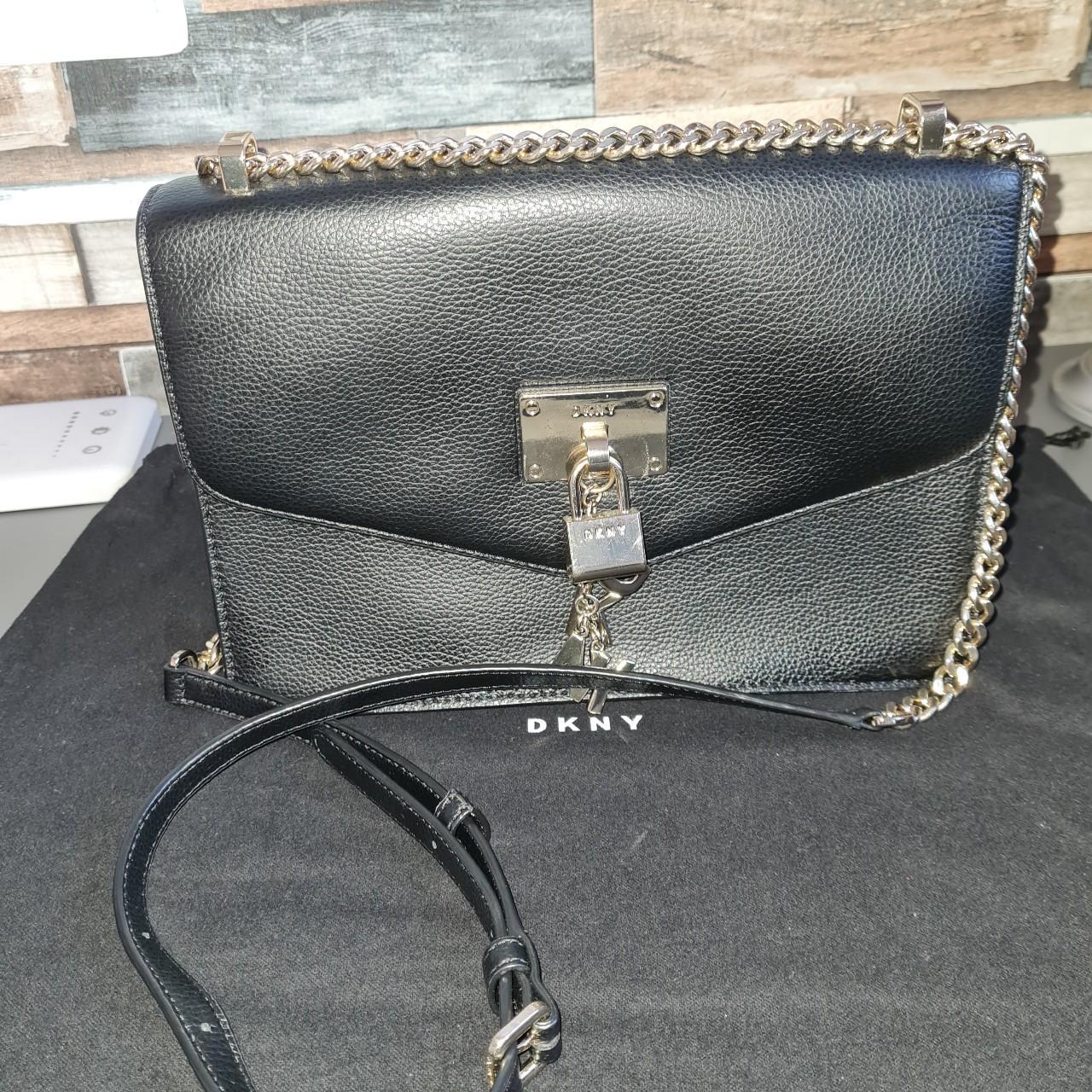 DKNY Women's Black and Gold Bag Depop