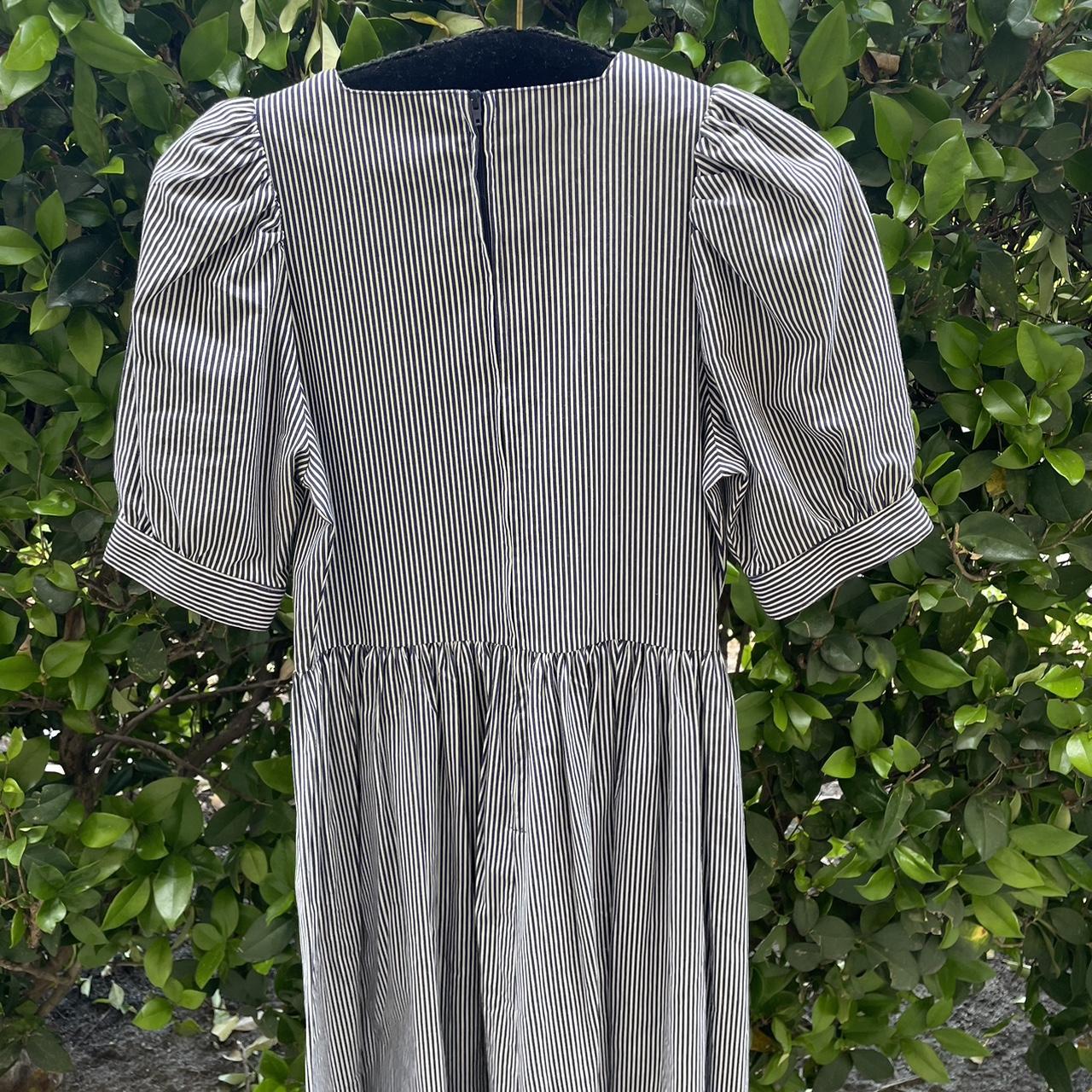 Vintage 80's Laura Ashley Navy White Candy Stripe... Depop