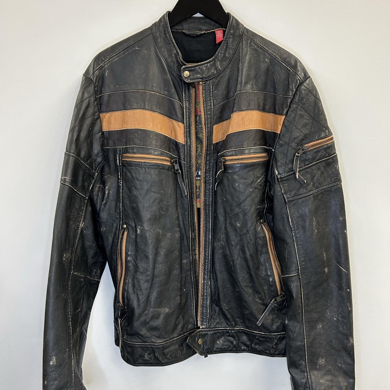 Used Leather Jacket Size L Depop