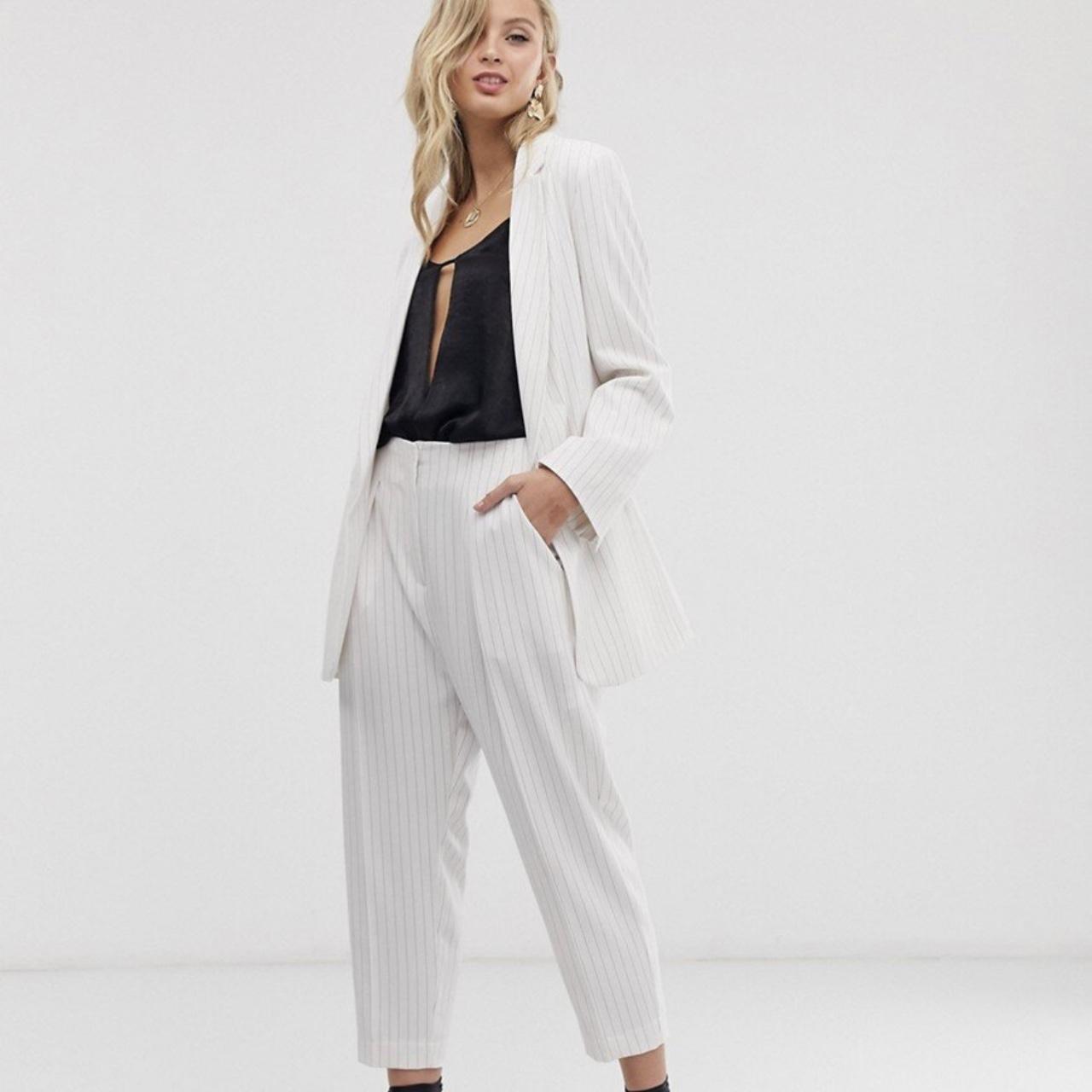 Closet London White pinstripe suit with oversized - Depop