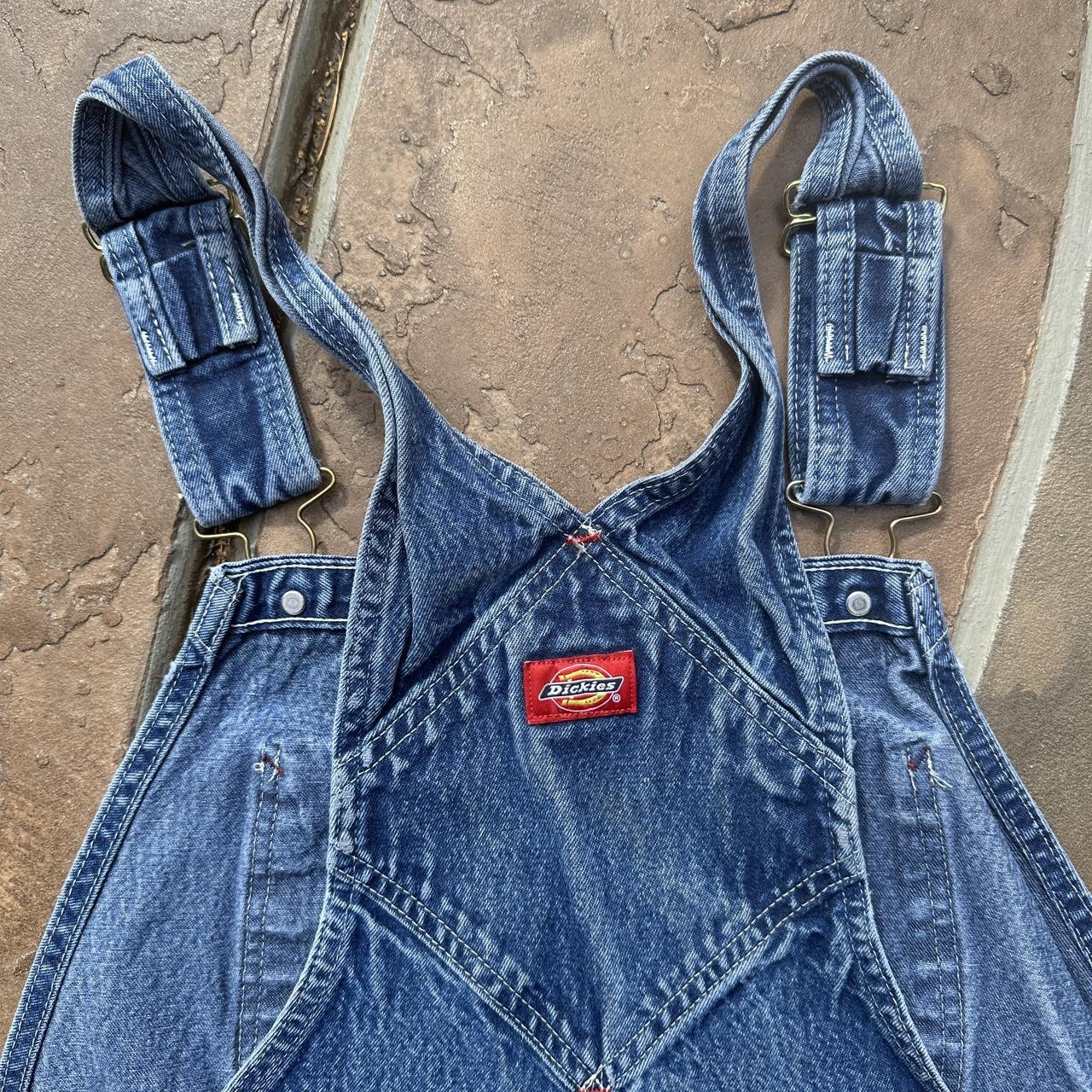 Dickies Men's Blue and Red Dungareesoveralls Depop