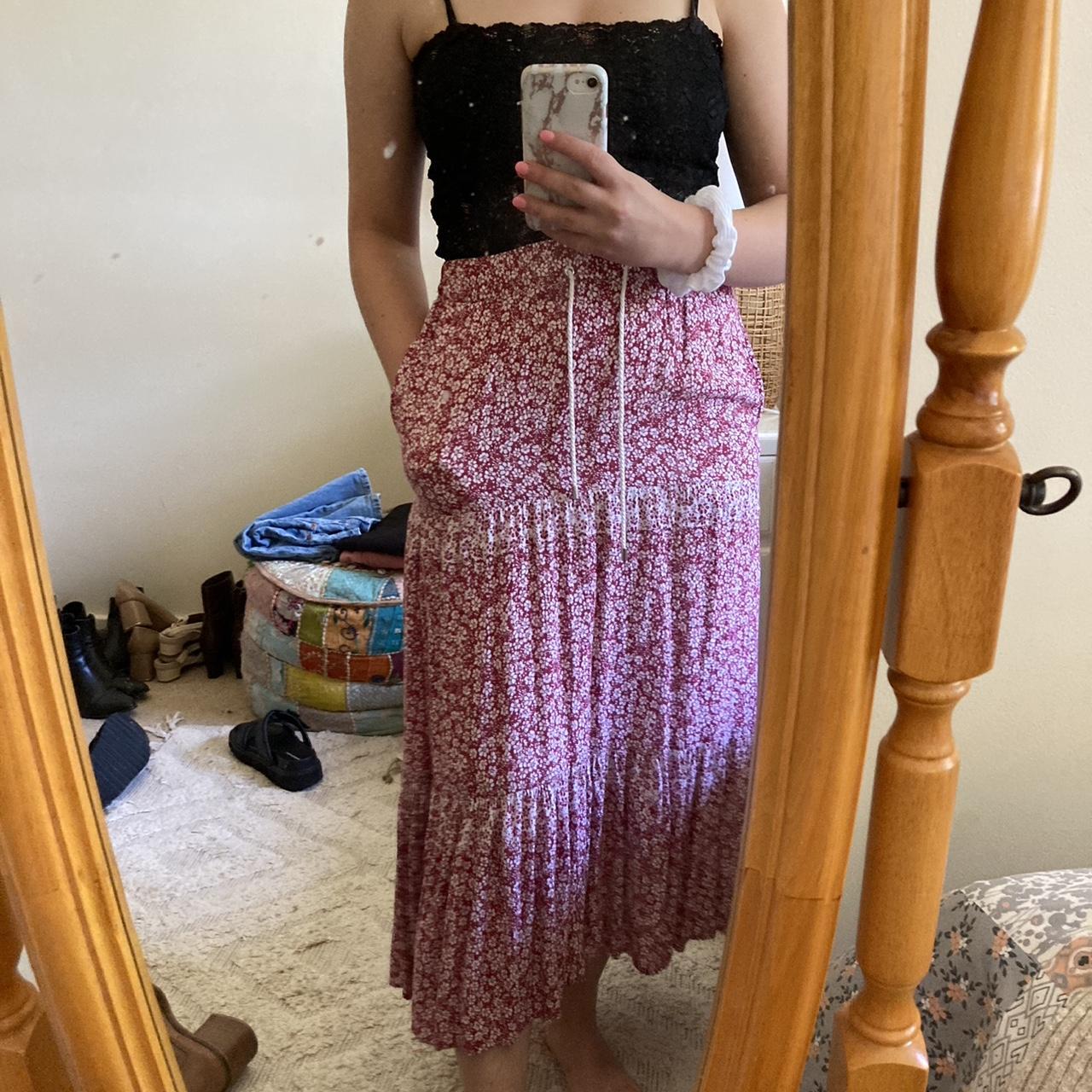 Women's Pink and White Skirt | Depop