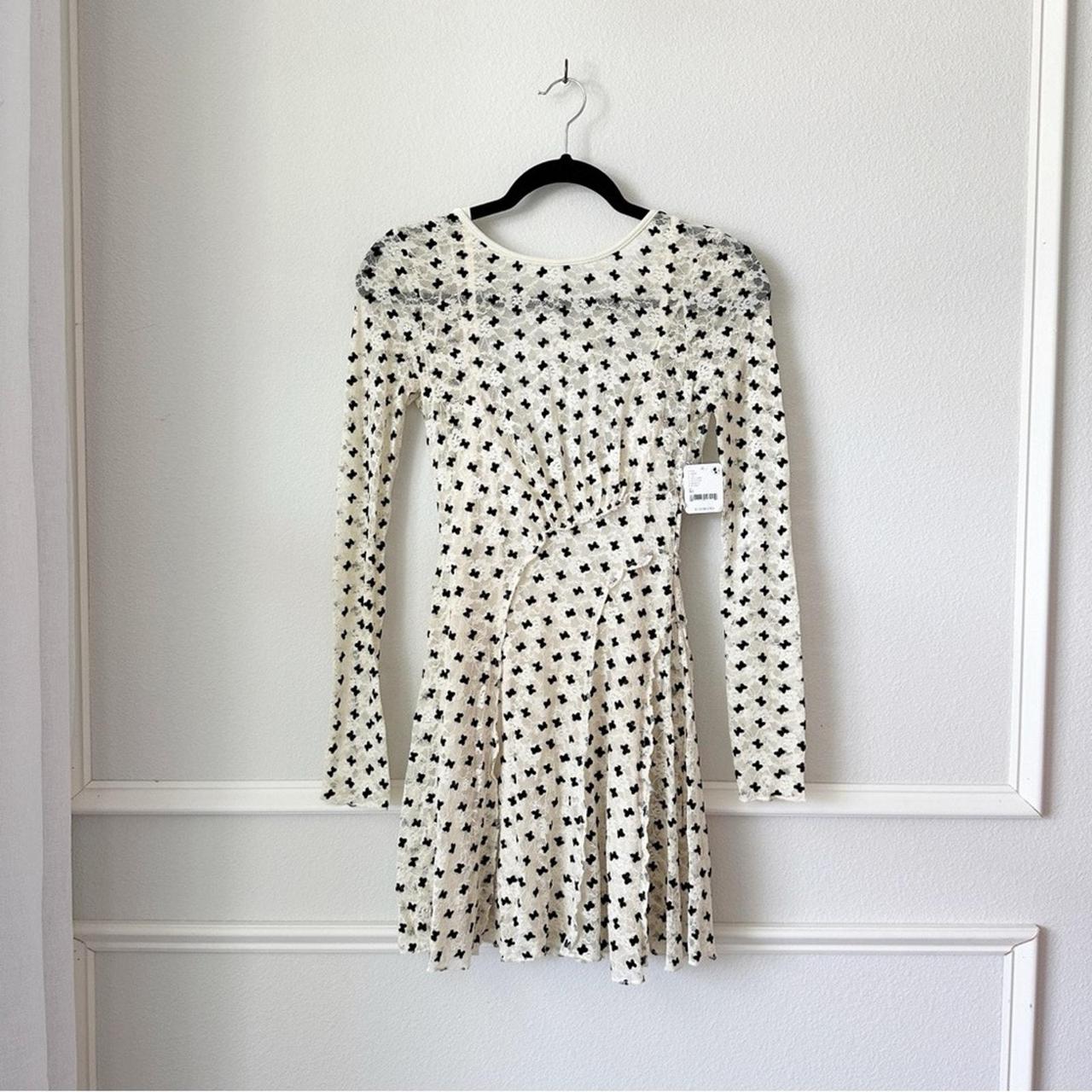 Free People’s store White Lace Polka Dot Mini Dress, xs