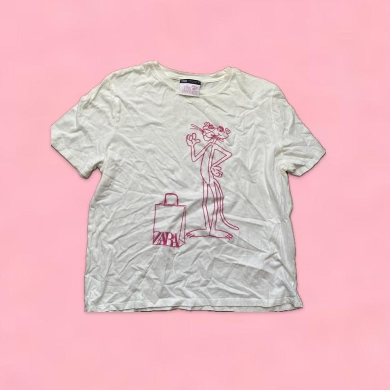 Zara Pink Panther T Shirt. Size M. Embroidered