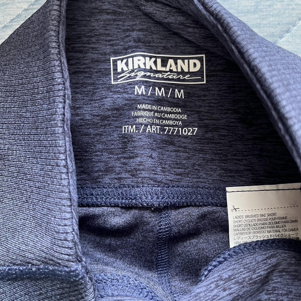 Blue/ black pattern kirkland workout pants size - Depop