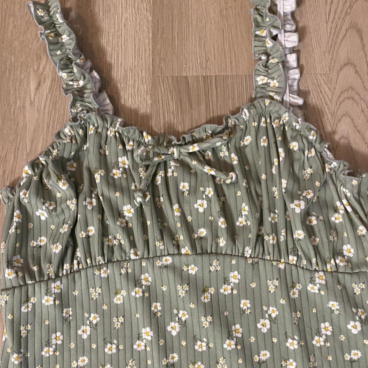 Women's Green and White Dress | Depop