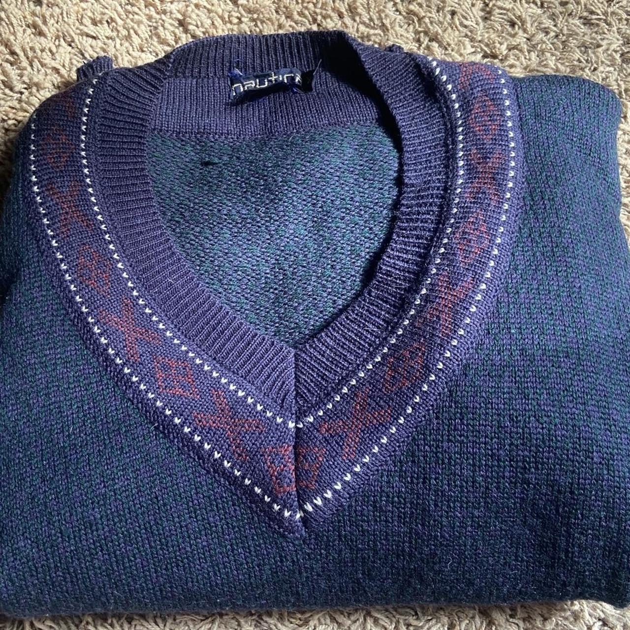 Navy Blue Nautica Sweater - Depop