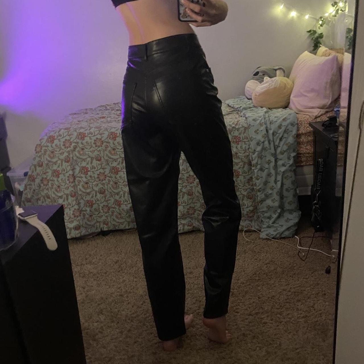 Black Leather Pants from H&M - Depop