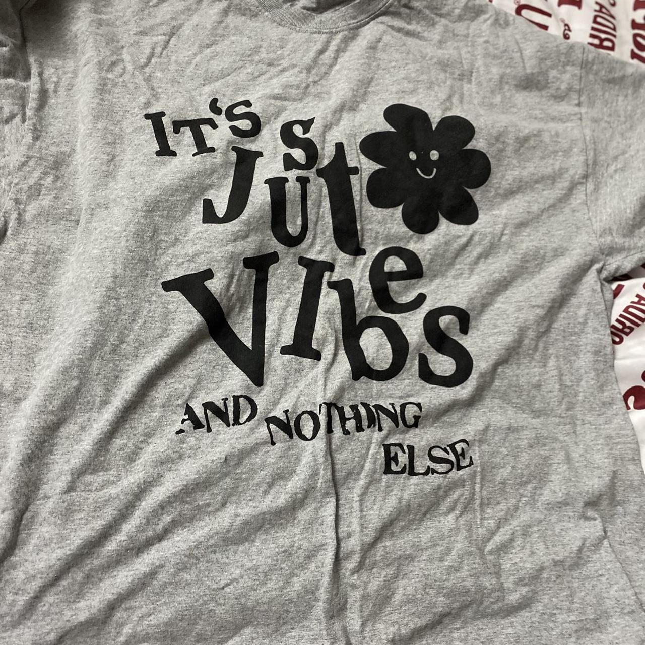 Its just vibes shirt oversized, size medium in mens,... - Depop