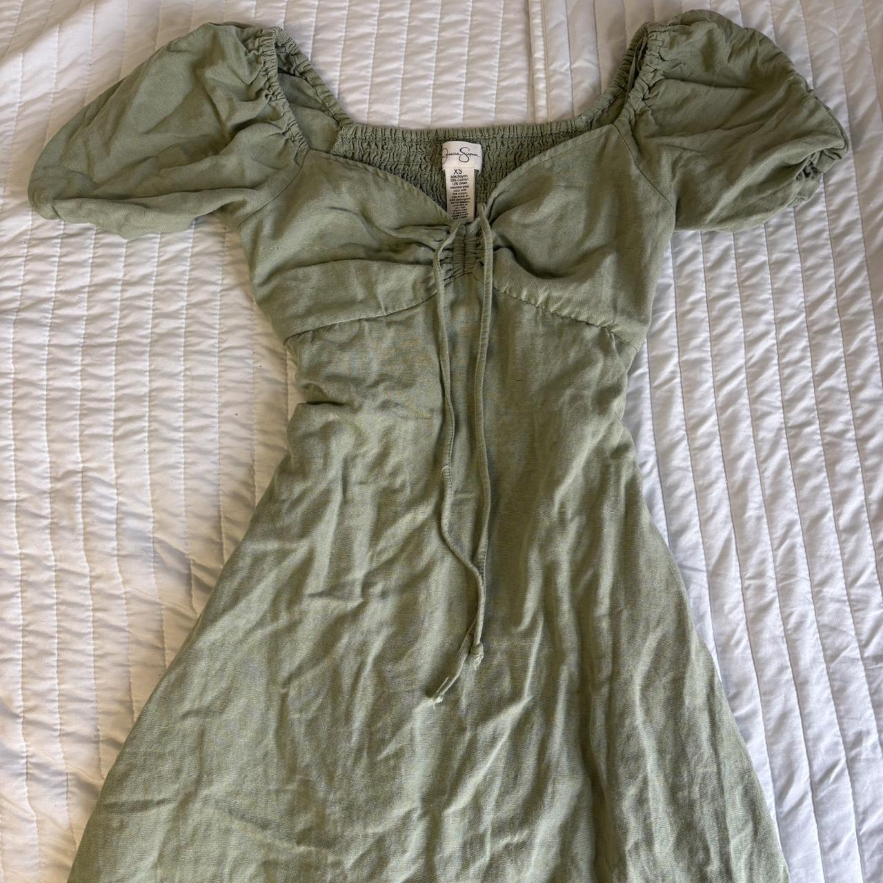 above knee length, sage green sundress size XS but... - Depop