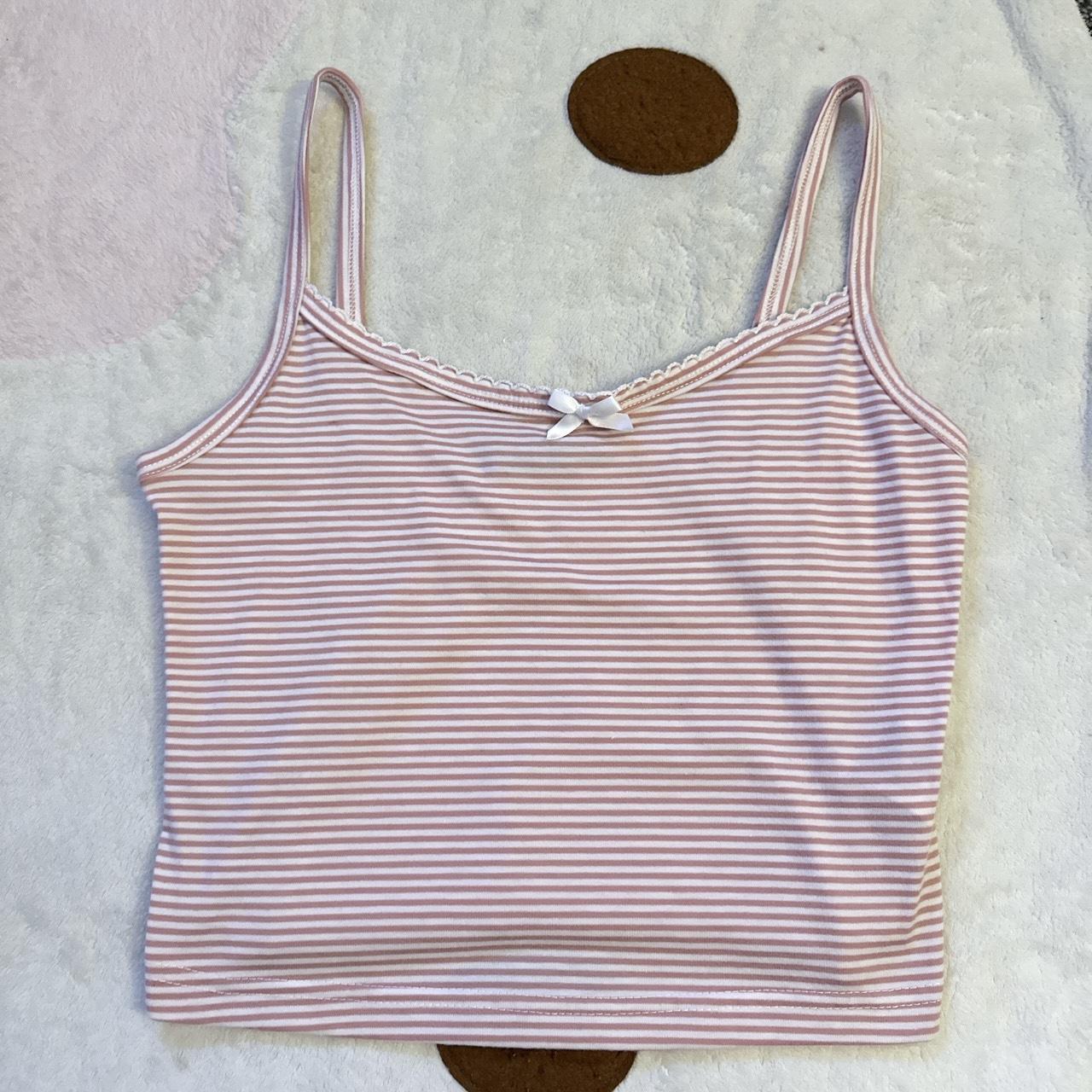 extra small ( xs ) tank top romwe striped white and... - Depop
