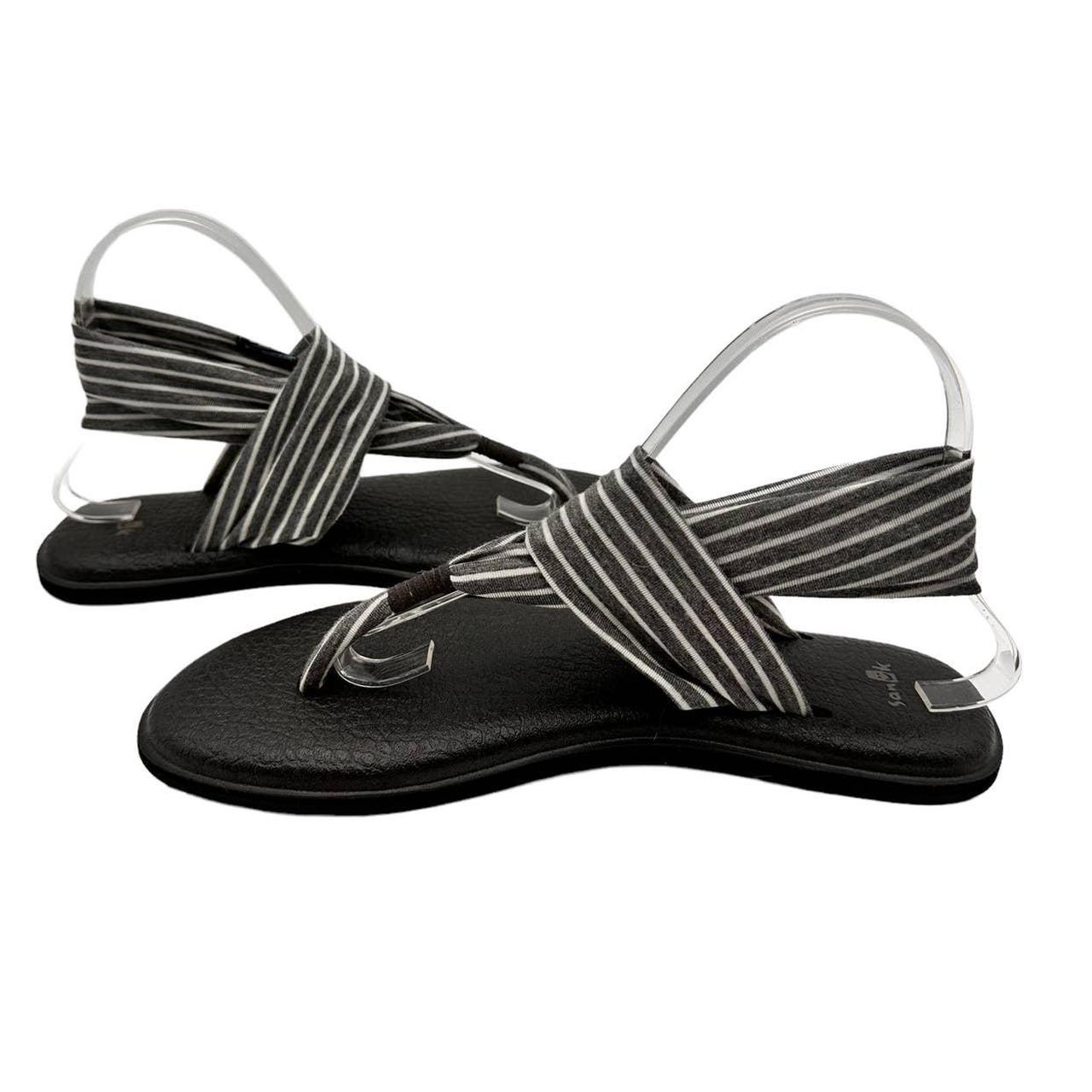 Sanuk Yoga Sandals Black & White Striped Fabric size - Depop