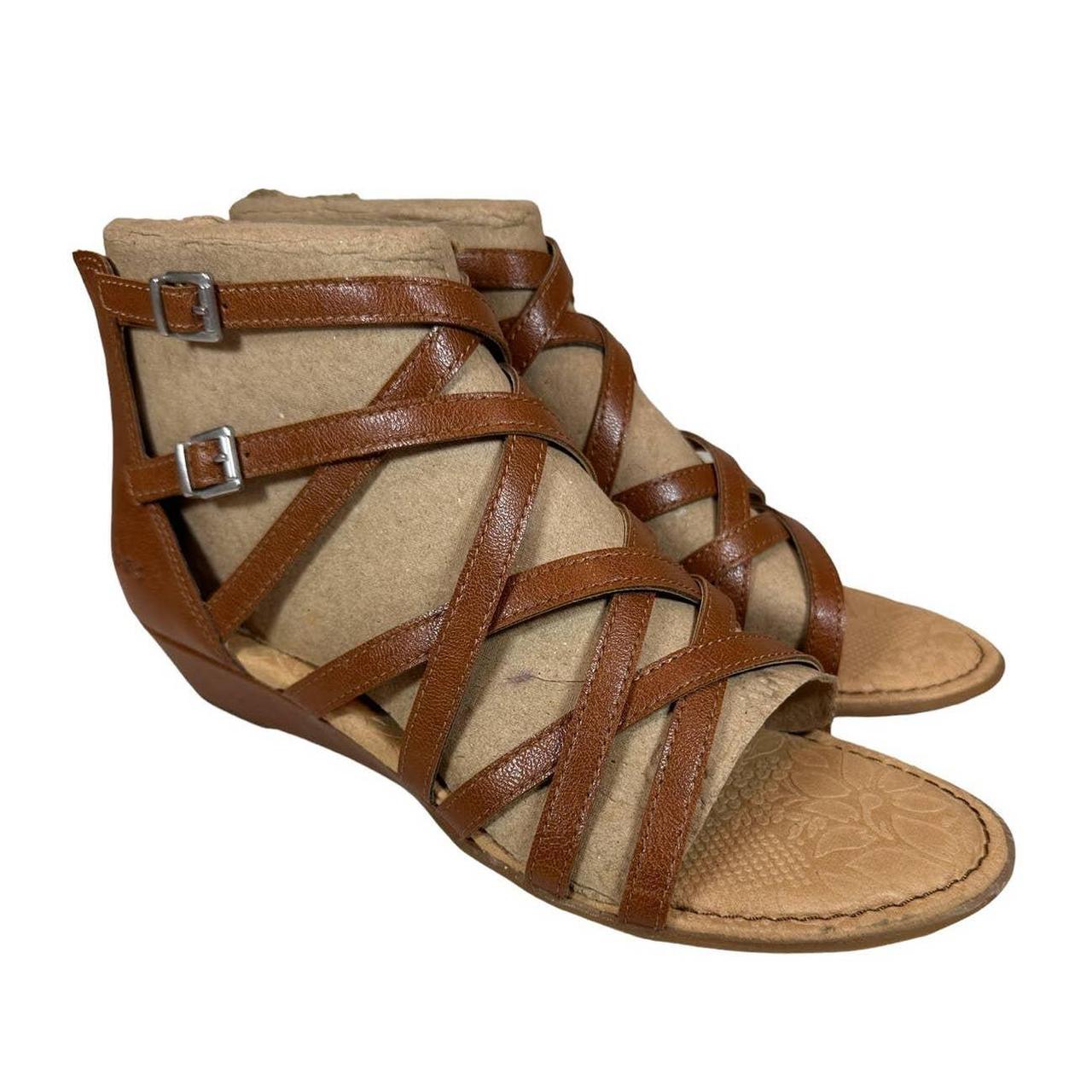 b.o.c. Women's Mimi Strappy Crisscross Wedge Zip Up... - Depop