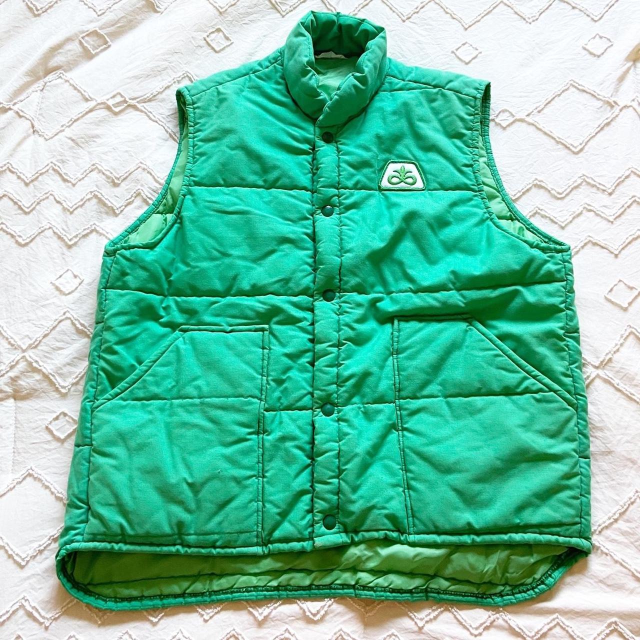 Vintage Pioneer Seed green puffer vest, Amazing...