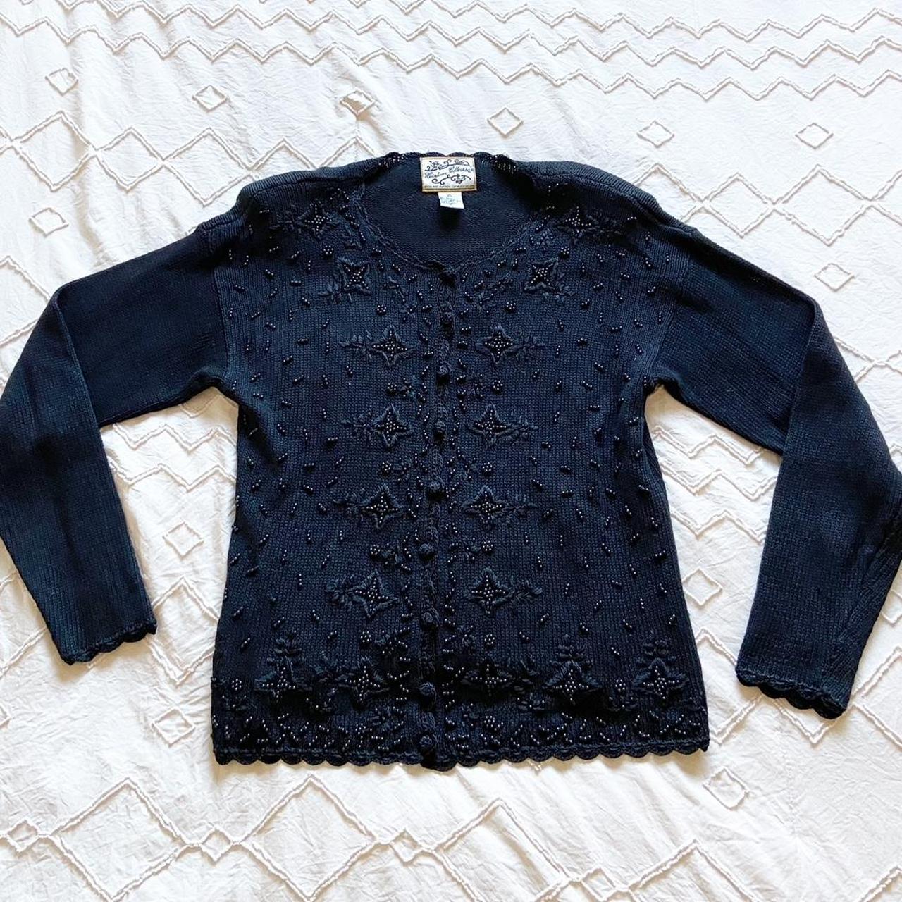 Vintage Black Sweater hot with Beading